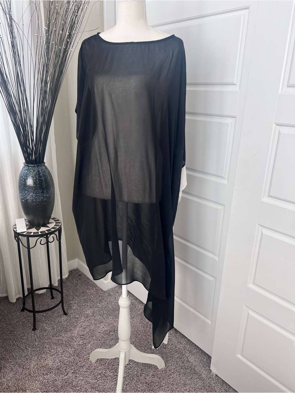 DKNY Black Sheer Overlay Swimsuit Cover-Up